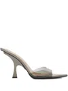Attico 95mm Leather Mules In Gray