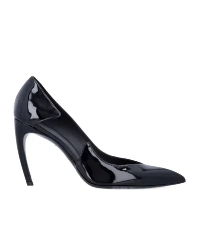 Attico 95mm Mia Patent-leather Pointed-toe Pumps In Black