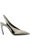 Attico Viper Vegan Patent Leather Slingback Pumps In Silber