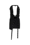 Attico Draped Halter Mini Dress With Open Back In Black