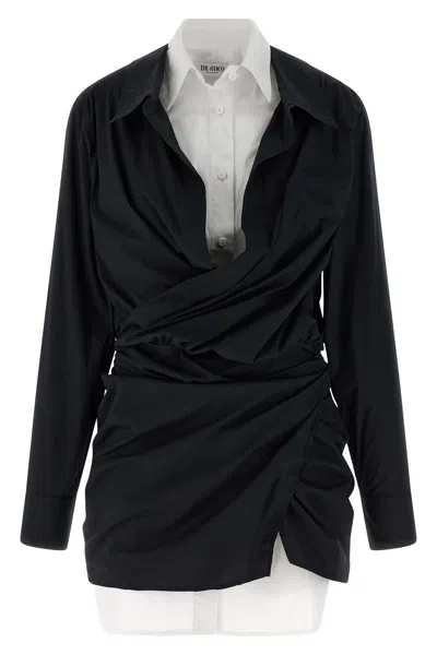 Attico Abito Chemisier Double Layer In Black