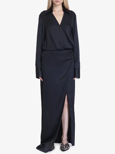 Attico Long Shirt Dress In Black