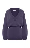 Attico Abito Cotton Mini Sweater Dress In Purple