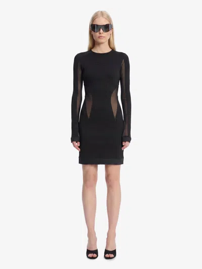 Attico Tailored Mini Dress With Tulle Inserts In Black