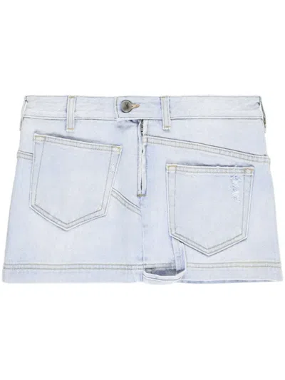 Attico Abra Denim Mini Skirt In Blue