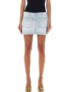 Attico Sky Blue Abra Mini Denim Skirt In Skyblue