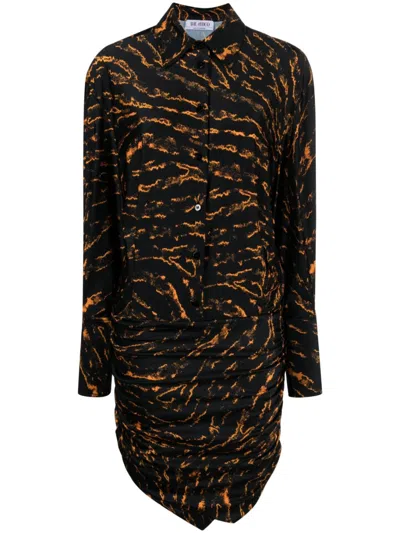 Attico Abstract-patterned Shirt Dress In Black