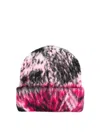 Attico Abstract Print Brushed Wool Beanie In Negro
