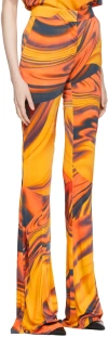 Attico Abstract-print Flared Trousers In Brown