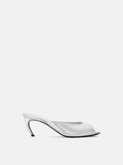 Attico 65mm Ada Metallic Leather Mules In Silver