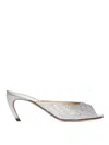 Attico Ada Silver Hotfixed Synthetic Satin Mules In Silver