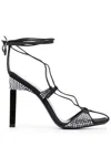 Attico Adele Sandals In Satin Fabric With Applied Strass