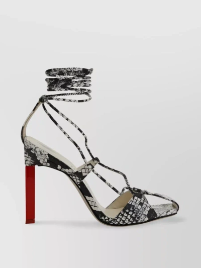 Attico Adele 105mm Snakeskin-print Sandals In Light Blue