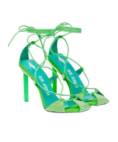 Attico Adele Lace-up Crystal-embellished Sandals In Green