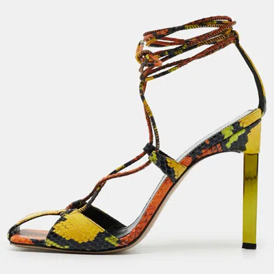 Pre-owned Attico Adele Size 39 Multicolor Python Embossed Leather Ankle Strap Sandals