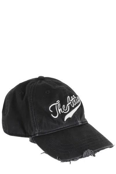 ATTICO ADJUSTABLE BLACK CAP WITH EMBROIDERED LOGO