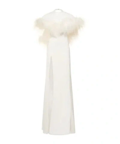 Attico Airi Feather Cape Dress Dress Dress In White
