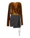 Attico Alexa Dress In Yellow And Grey Cotton In Multi