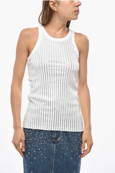 Attico All-over Jewels Tank Top In White