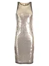 Attico All Over Sequins Mini Dress Dresses Silver In Silver
