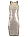 Attico Gold Sequin Mini Dress Without Sleeves In Silver
