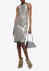 Attico Mini Dress With Sequin Embellishment And Back Slit In Silver