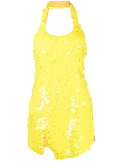 Attico Allium Sequin Mini Dress In Yellow For Women