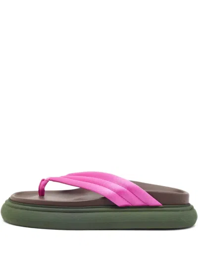Pre-owned Attico Alton Satin Thong-style Flat Sandals In Pink