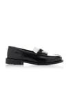 Attico Amanda Logo-debossed Two-tone Leather Loafers In Black,white
