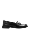 Attico Amanda Logo-debossed Two-tone Leather Loafers In Black