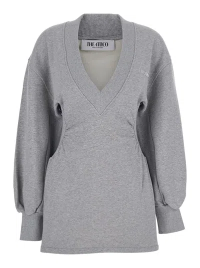 Attico American Fleece Mini Dress In Gray