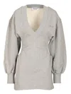 Attico Grey Mini Dress With V Neck And Logo Lettering On The Front In Gray