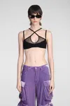Attico Mesh-panel Criss-cross Bralette Top In Black