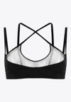 Attico Mesh-panel Criss-cross Bralette Top In Black