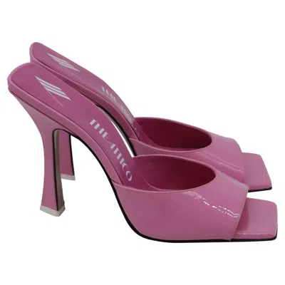 Attico Anais Slide Sandals In Pink Patent Leather In Purple