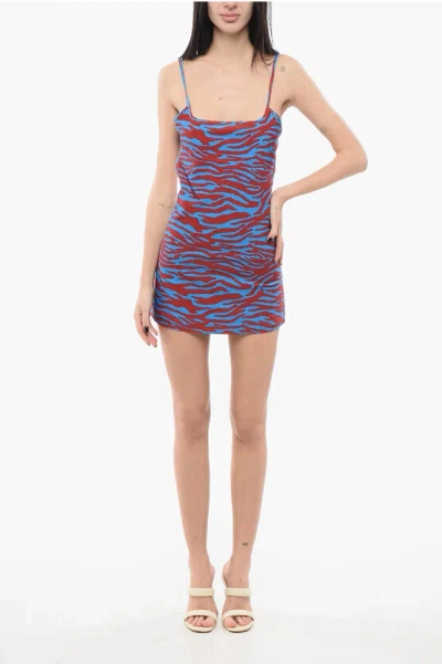 Attico Animal Patterned Stretch Fabric Beach Cover-up In Blue