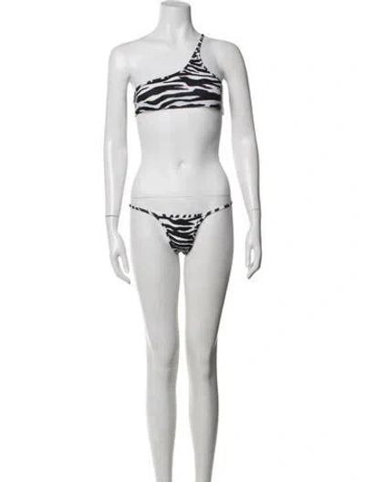 Pre-owned Attico Animal Print Bikini W/ Tags In White