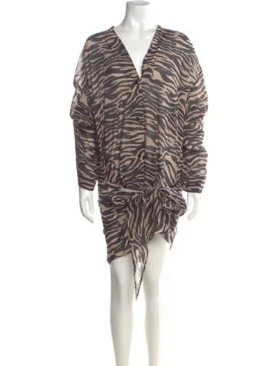 Pre-owned Attico Animal Print Knee-length Dress In Multi
