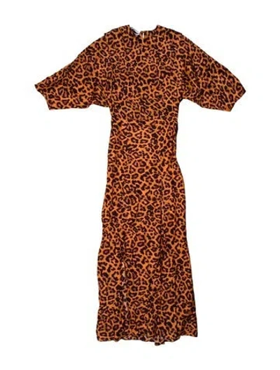 Pre-owned Attico Animal Print Long Dress In Orange