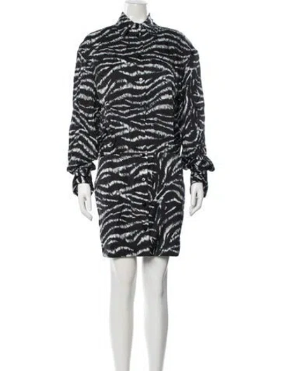 Pre-owned Attico Animal Print Mini Dress In Black