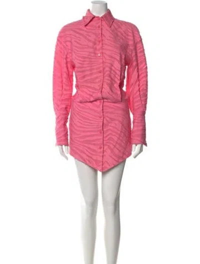 Pre-owned Attico Animal Print Mini Dress In Pink