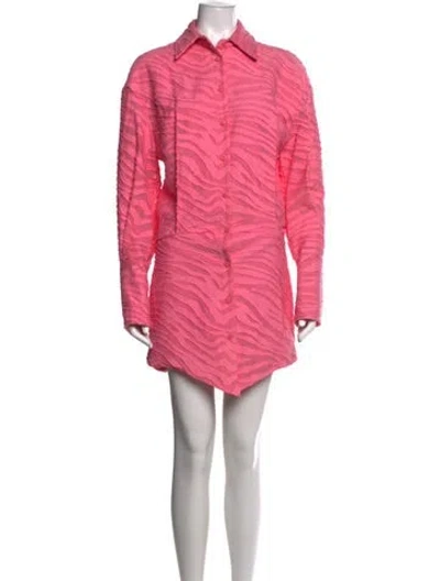 Pre-owned Attico Animal Print Mini Dress In Pink