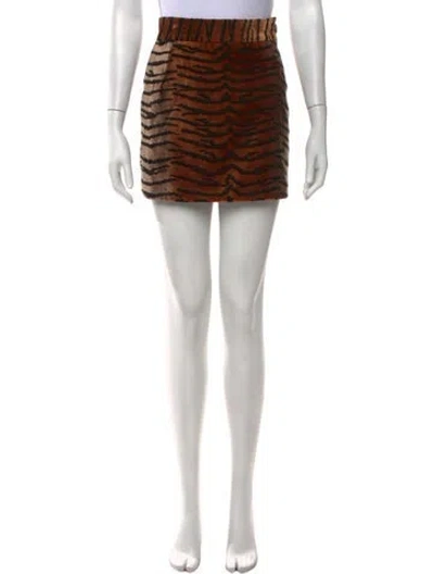 Pre-owned Attico Animal Print Mini Skirt In Brown