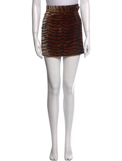Pre-owned Attico Animal Print Mini Skirt In Multi