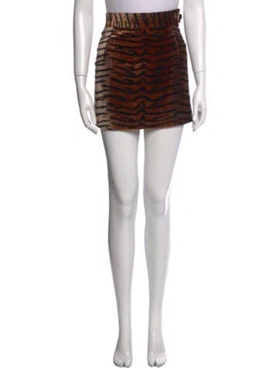 Pre-owned Attico Animal Print Mini Skirt In Multi