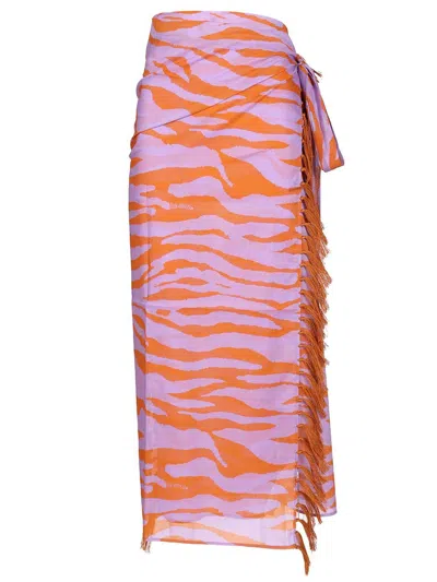 Attico Animal Print Pareo Skirts Multicolor In Purple