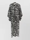 Attico Animal Print Sheer Caftan With Kimono Sleeves In Black
