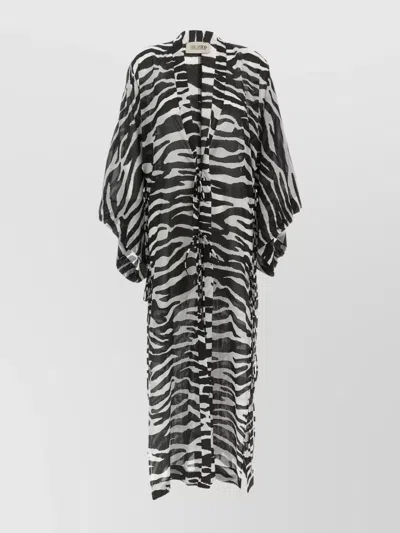 ATTICO ANIMAL PRINT SHEER CAFTAN WITH KIMONO SLEEVES