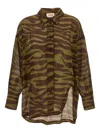 Attico Animal-print Split Shirt In Brown