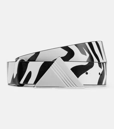 Attico Animal-printed Leather Belt In White/black